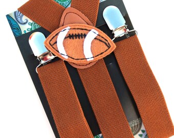 Kids Brown Suspenders, Football Suspenders, Boys Suspenders, Baby, Toddler Suspenders, Photo Prop, Wedding, Ring Bearer, Birthday Outfit