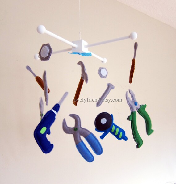 Items similar to Customize Baby Mobile Metal Tools Theme Nursery Crib