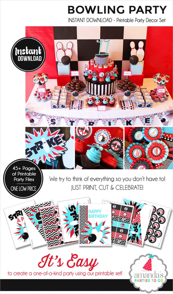 Bowling Party Decorations | Bowling Birthday | Bowling Printable | Bowling Party Banner | Instant Download | Amanda's Parties To Go Il_570xn