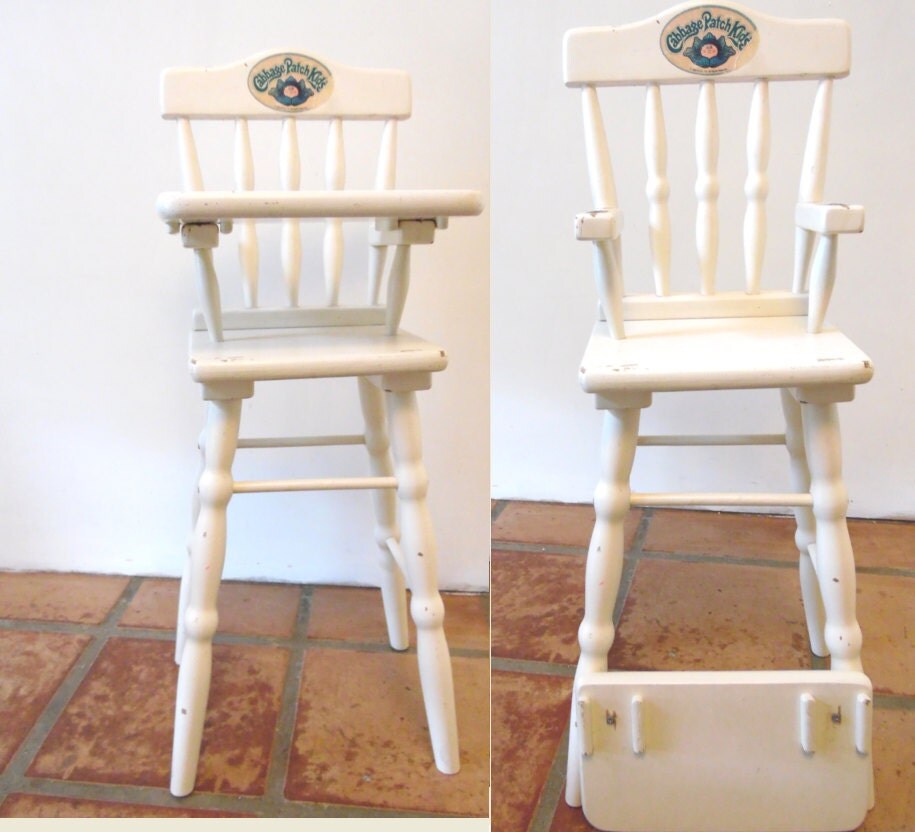 Original 1986 Cabbage Patch Doll Wood High Chair Haute Juice