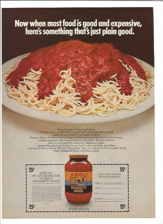 1974 Ragu Advertisement 70s Sauce Original Coupon 15c by fromjanet
