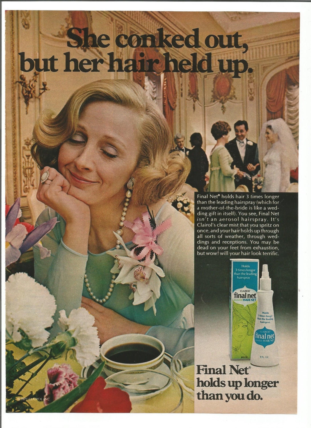 1975 Advertisement Final Net Non Aerosol Hairspray 70s Wedding