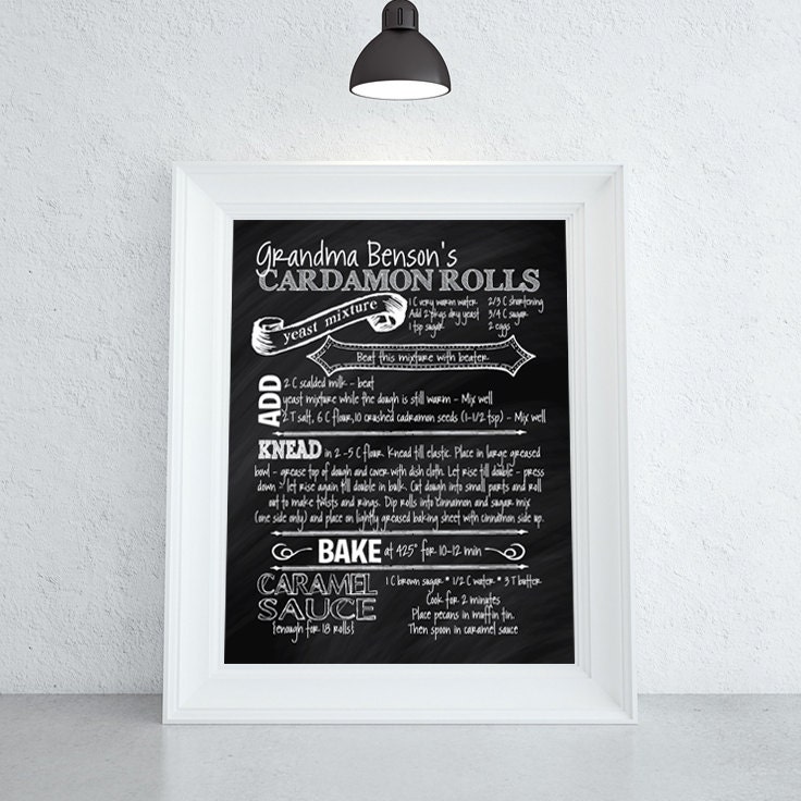 Recipe Chalkboard Print Custom Recipe Chalkboard by AugustandElm