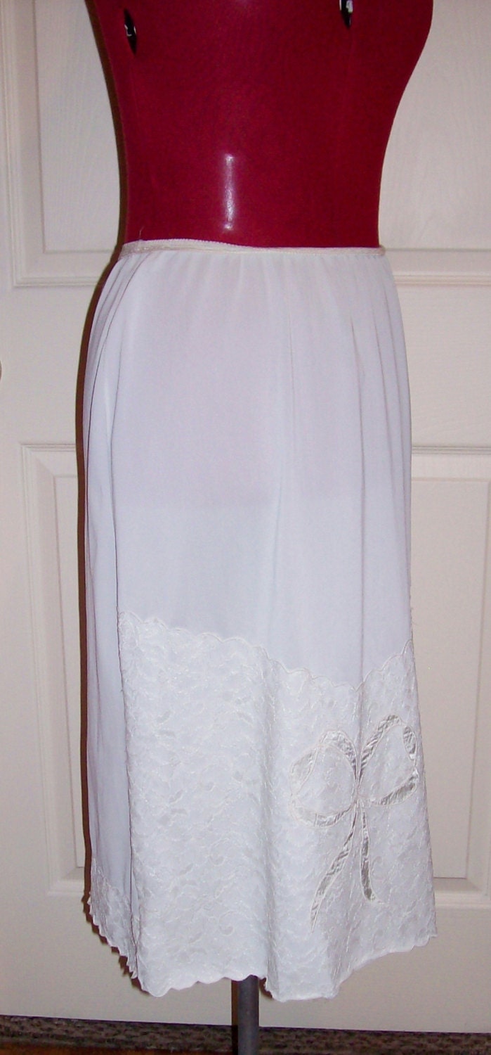 Vintage 1960s Ladies White Half Slip w/ Extra Deep Lace Trim by Snowden ...