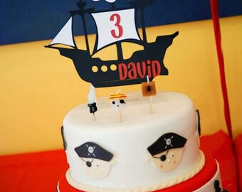 Pirate Ship Cake Topper, Pirate Birthday, Pirate Ship Decorations, Pirate Party, Smash Cake topper, Cake topper, first Birthday, Paper Goods