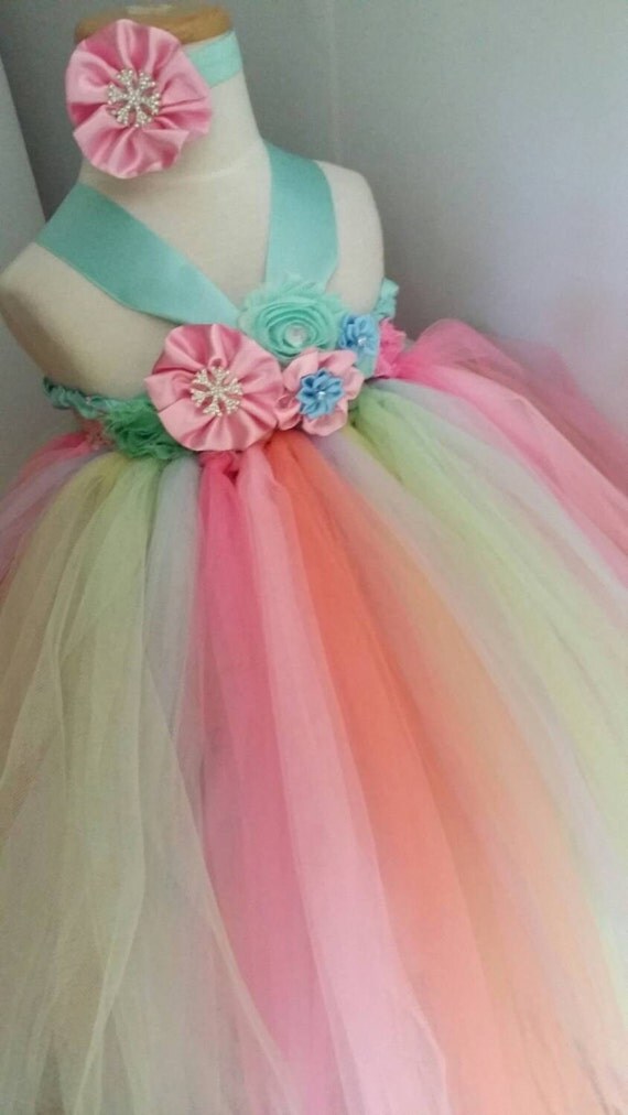 Items similar to Pastels color tutu dress birthday party photo girl