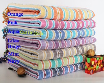 Set Of 5 EXPRESS DELIVERY POMPON Pestemal 100% Cotton Hamam Towel Beach Towel Hammam Peshtemal Turkish Towel