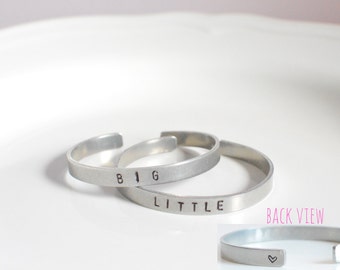 Sorority Big Little Sister Stamped Bracelet Bangle • Sorority Gift • Handstamped Jewelry • Silver Bangle • Big Little Gift