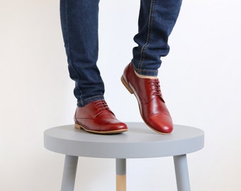 Flat womens shoes Burgundy Leather handmade ADIKILAV shoes on sale 30% off
