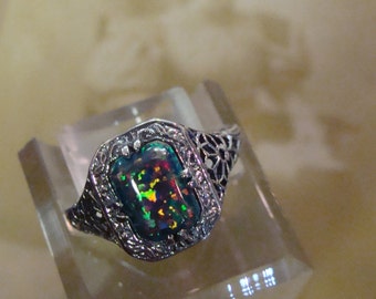 Black opal ring | Etsy