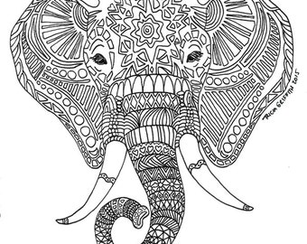 abstract elephant coloring pages for adults - photo #10