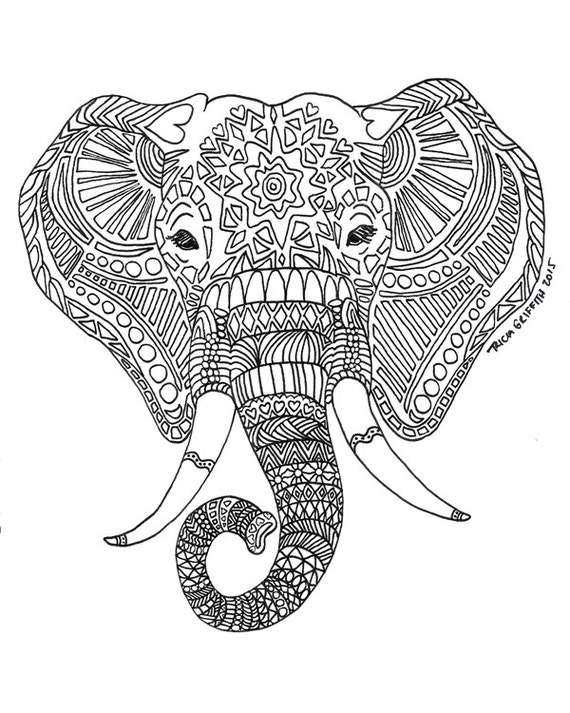 Items similar to Printable Zen Critters "Sun Elephant  