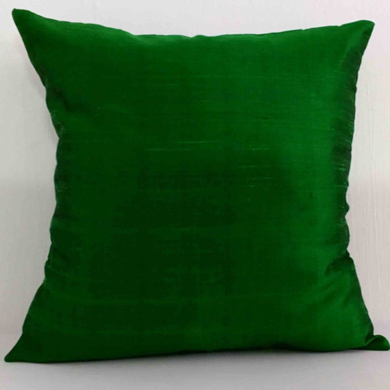 Emerald Green Silk Pillow Cover-Emerald Green by DesiCraftShop