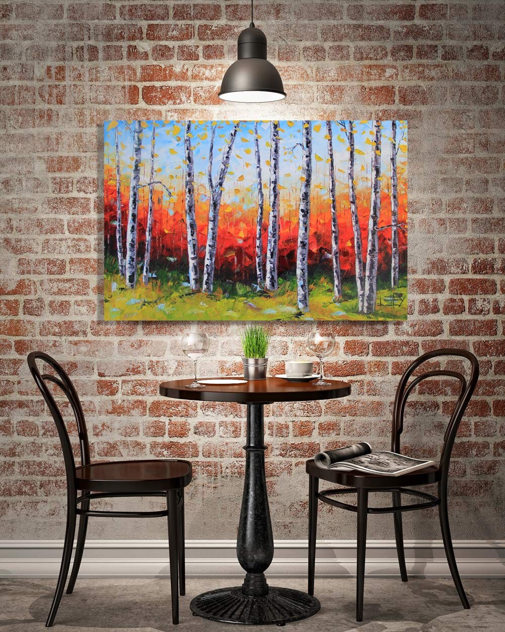 Palette Knife Painting Birch Tree Painting by PaletteKnifeArt