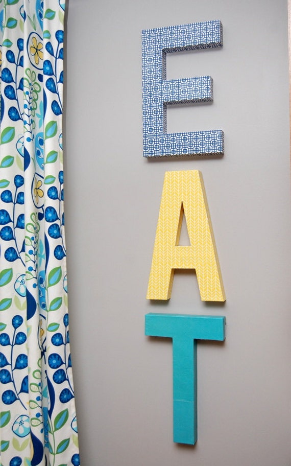 EAT Letters Cardboard or Wood Block letters Paper wrapped