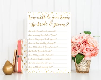 How Well Do You Know The Bride and Groom Printable, Fun Bridal Shower Game, Bridal Shower Game Printable, Printable Bridal Game BRS1