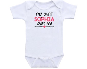 Newborn Personalized gift aunt gift aunt onesie auntie baby onesie aunt onesie bodysuit baby name custom