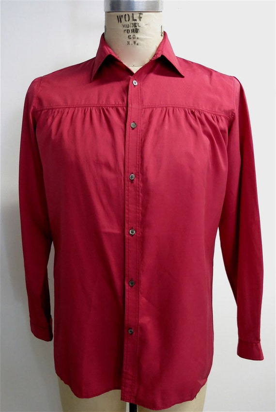 YVES SAINT LAURENT Men's Red long sleeve Silk by NEWENGLANDHOME