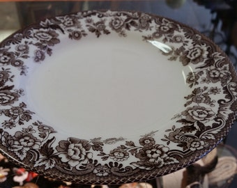Spode Delamere Brown Transfer Ware Salad Plate 8"