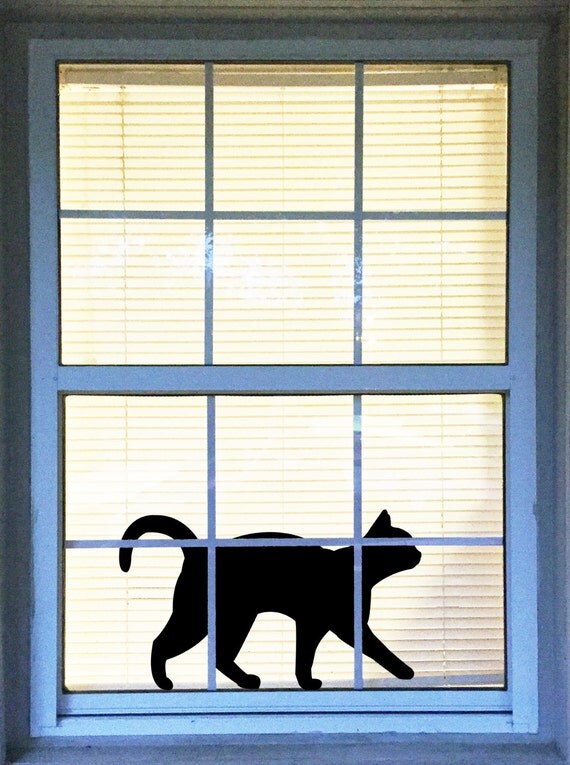 Large Cat Wall Decal Large Walking Black Cat by JaycatDesigns