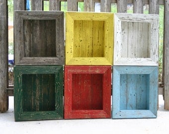 Rustic Shadow Box Wall Shelf Beach Chic Cottage Chic Distressed Furniture Frame Curio Wall Shelf