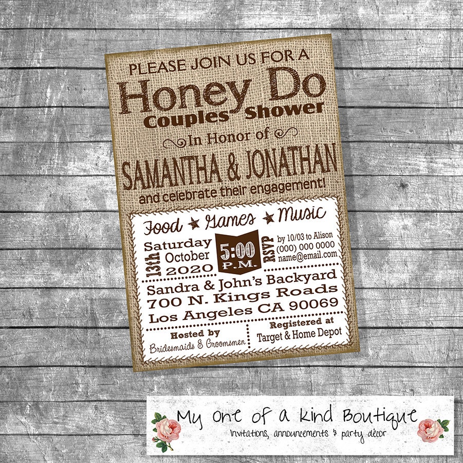 Honey Do Couples Shower invitation engagement invitation