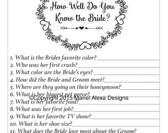 Guess Who Bride or Groom Bridal Shower Game by TheBrandedBangle