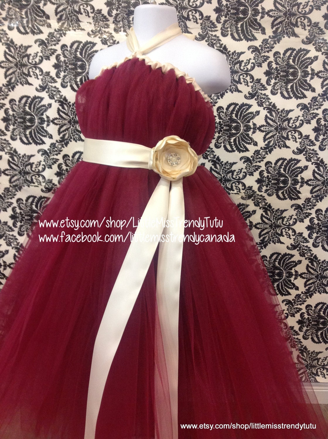 Wine and Ivory Tutu Dress Dark Red Tutu Dress Burgundy Tutu