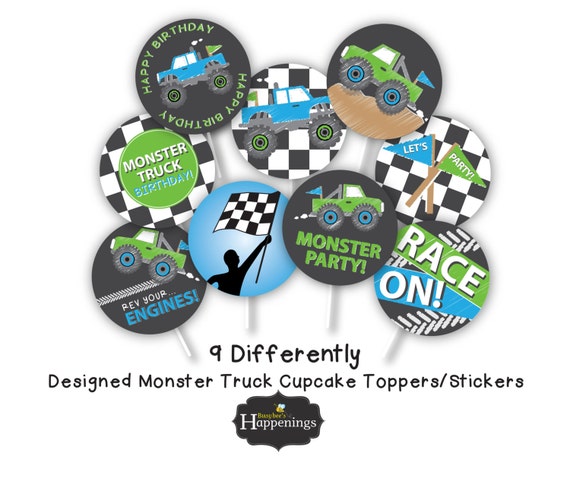 Monster Truck Cupcake Toppers Truck Monster Truck Birthday