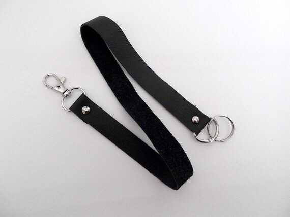 Wallet Chain Black Leather Strap Keychain Wallet Tether