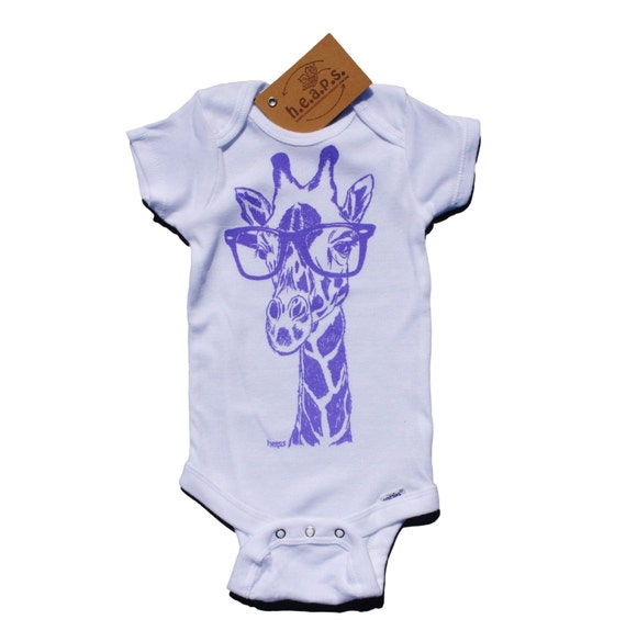 Baby Girl Romper Animal Baby Onesie Giraffe by HeapsHandworks