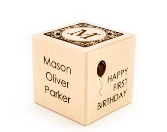 Personalized Baby's First Birthday Gift Block 1st Birthday Gift