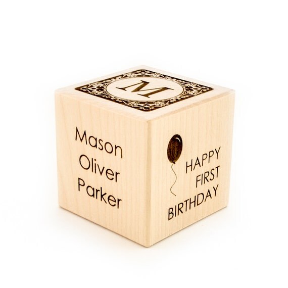 Personalized Baby's First Birthday Gift Block 1st Birthday