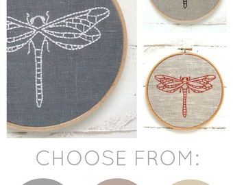 Modern embroidery kit, dragonfly embroidery pattern, easy DIY hoop art, beginner embroidery kit, easy embroidery, dragonfly decor