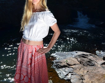 Spring Blossom Top, Hippie Clothing, Peasant Top, Off the Shoulder Top, Cotton Top, White, Festival Top, Boho Chic, Gypsy, Bohemian Top