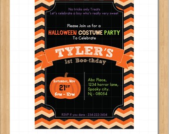 Halloween birthday invitation - personalized halloween birthday invite - Printable DIY Halloween Birthday party Invitation card