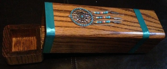 Wooden Fireplace Match Holder With Built in by agoodfinddepot