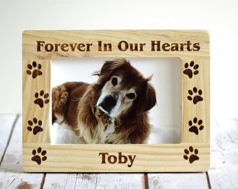 Pet Memorial Frame - Personalized- Forever In Our Hearts- Wood Burned Frame- Pet Picture Frame