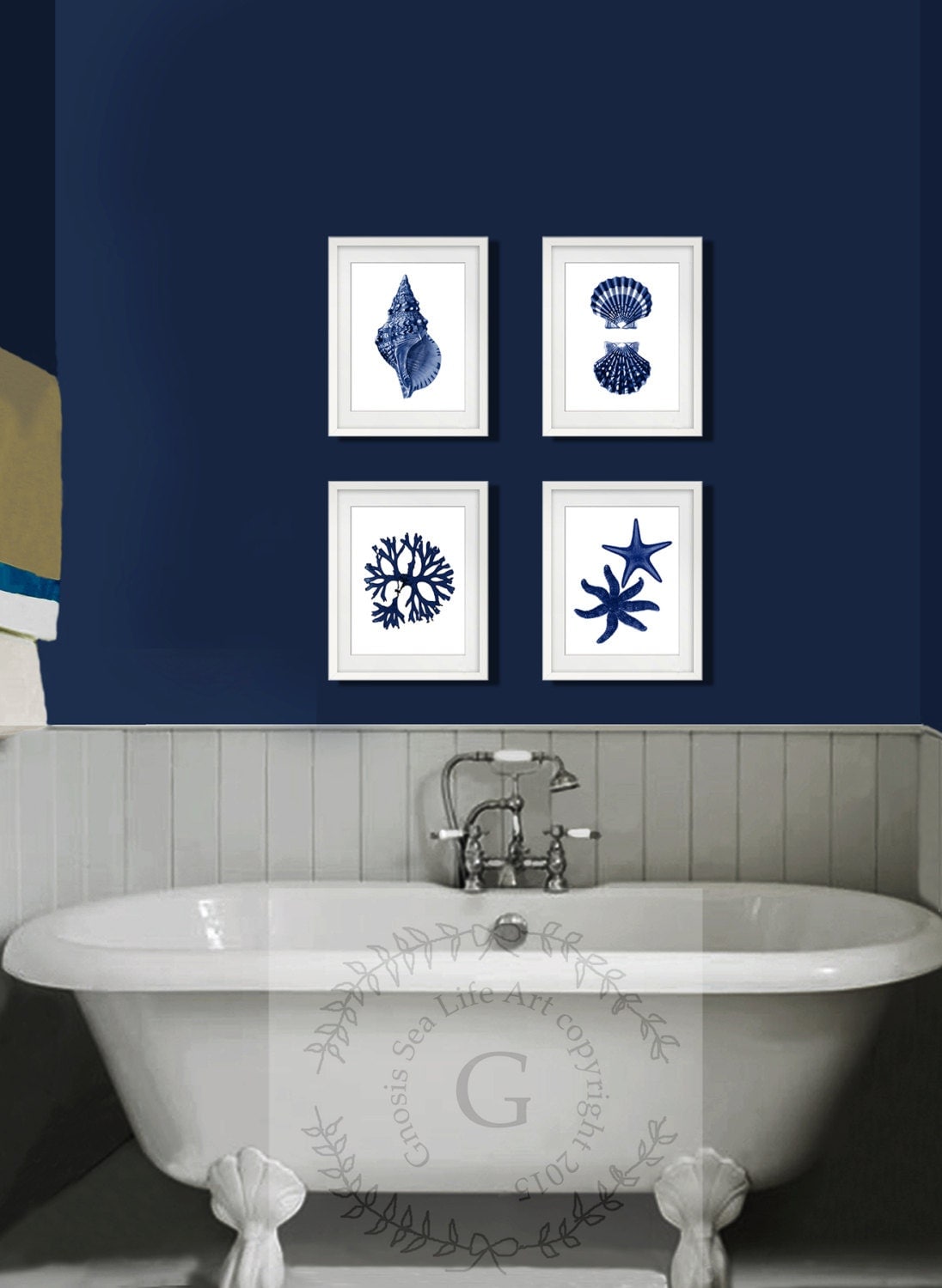 blue bathroom wall decor