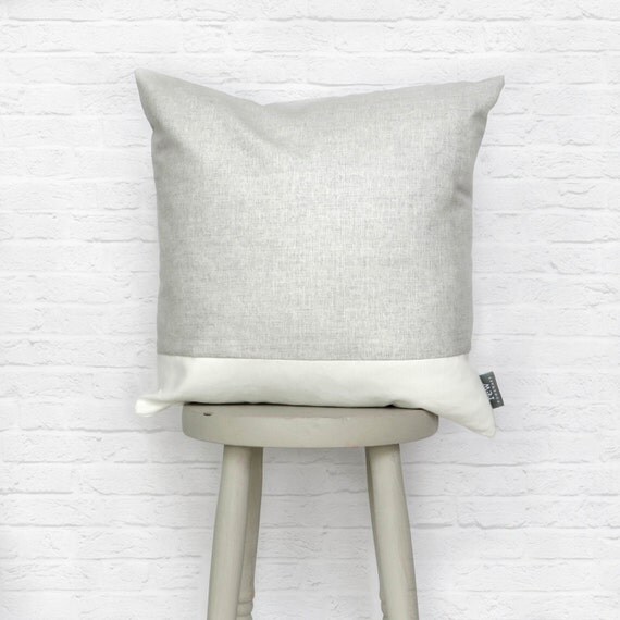 Grey & White Cushion Stripe Linen Cotton Mix