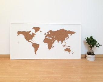 Map Of The World Cork Cork Board World Map - White