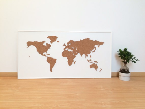 Cork Board World Map White