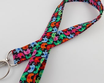 Elephant Key Lanyard Teacher Lanyard Elephant Key Ring Elephant Key Fob Elephant Car Key Ring Elephant Wristlet Rainbow Elephant Lanyard