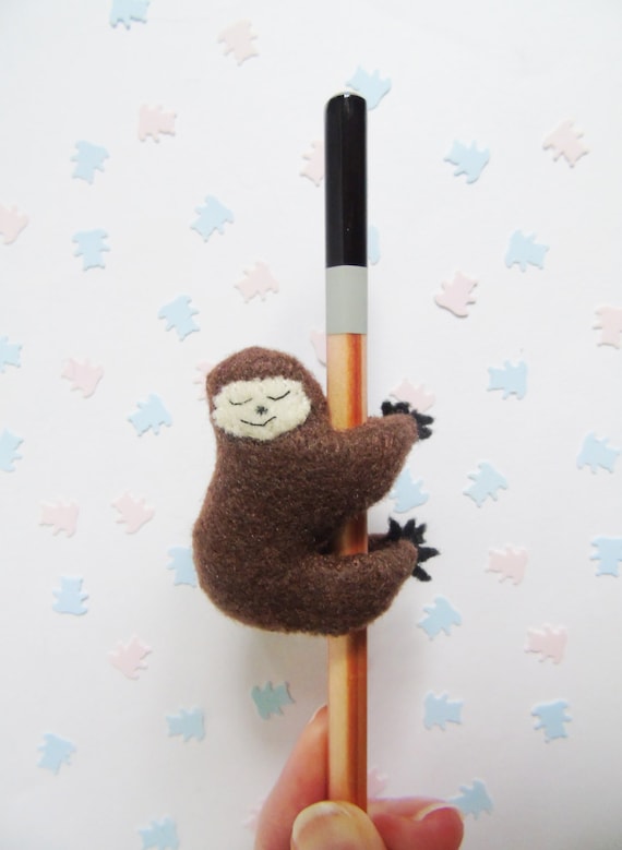 Sloth Pencil Topper/Hugger - Felt Plush