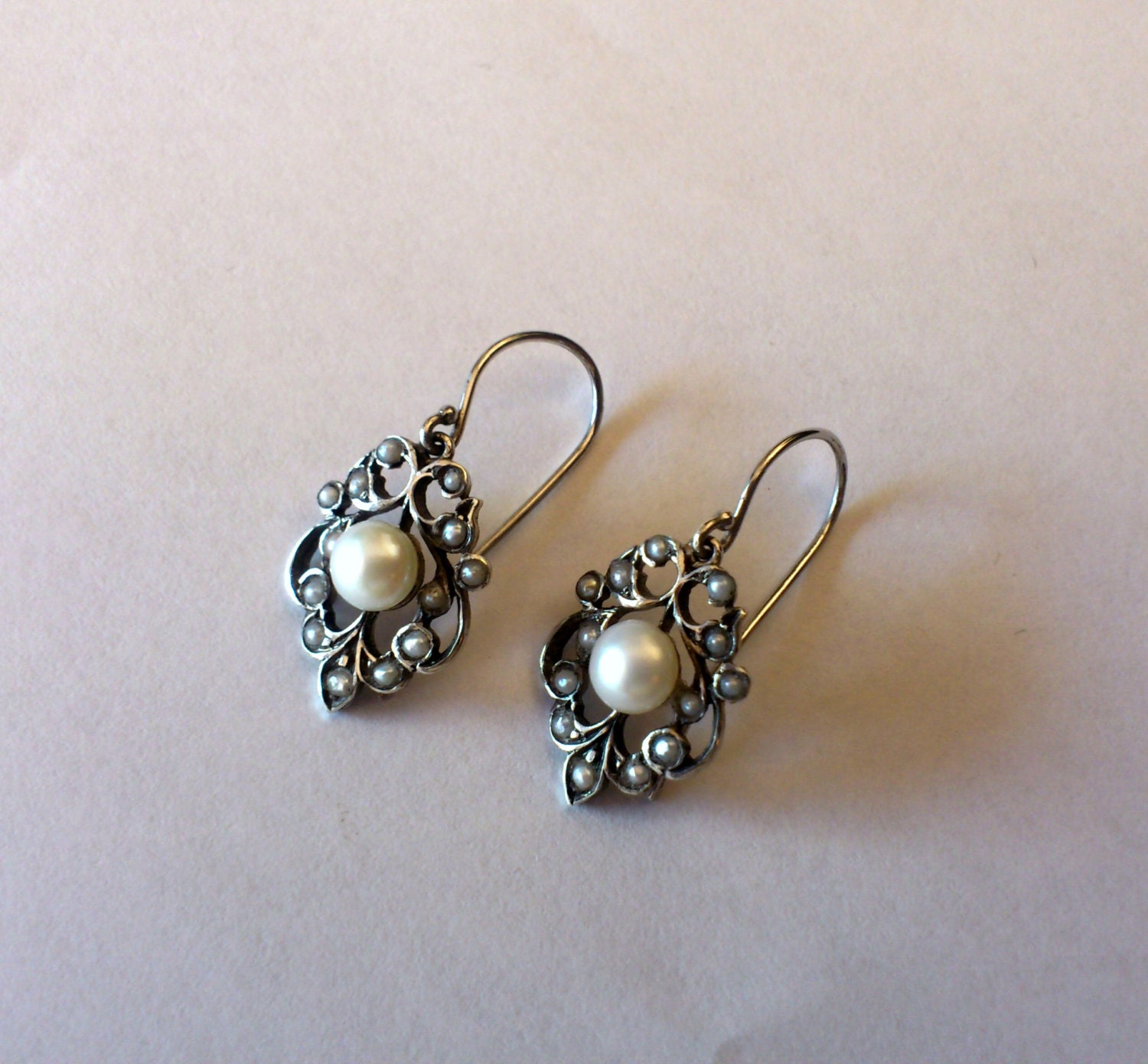 Seed pearl earringssilver pearl earrings925 seed pearl