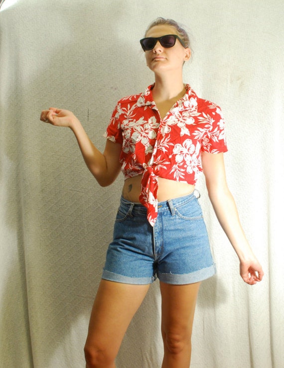 hawaiian shirt crop top