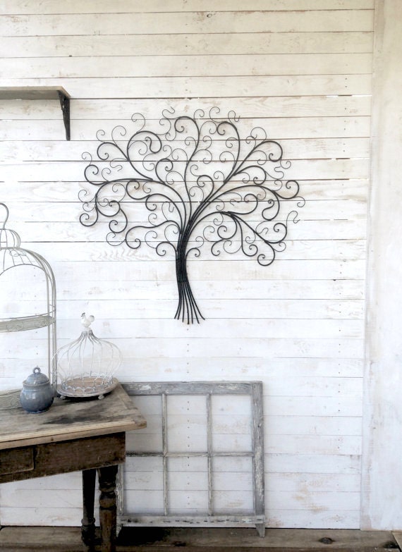 Items similar to Metal Tree Wall Decor, Iron Tree, Large Wall Decoration, Country Home, Metal