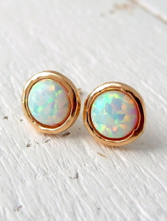 Opal earrings opal stud earrings White Opal stud