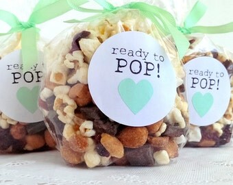 Ready to Pop! stickers - 20 - 2 inch circle stickers - baby shower envelope seals