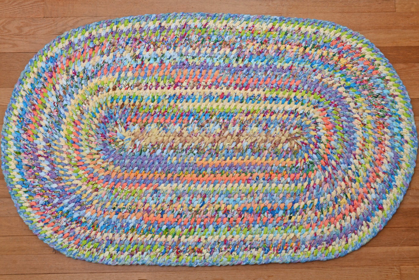 Hand Braided Rag Rug Pastel Patchwork by StudioatRedTopRanch